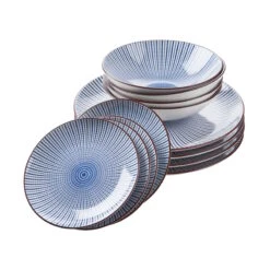 Geschirr-Set 12-tlg. DIM SUM In Blau-Weiß