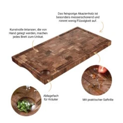Schneidebrett Mit Saftrille Und Intarsien L 50 X B 27cm ACACIA In Braun -Küchenwelt Verkauf butlers schneidebrett mit saftrille und intarsien l 50 x b 27cm acacia in braun 2